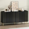 TIRAMISUBEST Luxurious Shoe Cabinet with 5 Metal Legs, Modern Shoe Rack with 4 Adjustable Shelves, Minimalist Sideboard Cabinet with Gold Lines Doors - 2 of 4