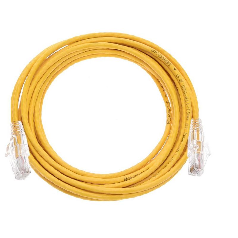 Monoprice Cat6 Ethernet Patch Cable - 14 feet - Yellow, Snagless RJ45 Stranded 550MHz UTP CMR Riser Rated Pure Bare Copper Wire 28AWG - SlimRun Series, 4 of 7