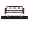Twin Size Daybed Wood Bed with Twin Size Trundle, Wood Twin Size Kids Bed Frame with Fence, Twin Platform Bed for Living Room, No Box Spring Needed - 2 of 4