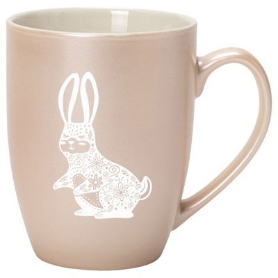 Elanze Designs 10 Ounce Metallic Finish New Bone China Tea Coffee Cup Mug� Precious Pearl Gentle Floral Rabbit