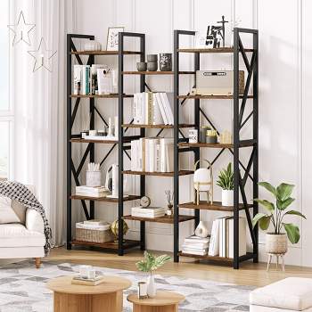 Whizmax Triple 5 Tier Bookshelf, Bookcase with 14 Open Display Shelves, Wide Book Shelf Book Case for Home & Office