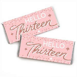 Big Dot of Happiness 13th Pink Rose Gold Birthday - Candy Bar Wrapper Happy Birthday Party Favors - Set of 24 - 1 of 4