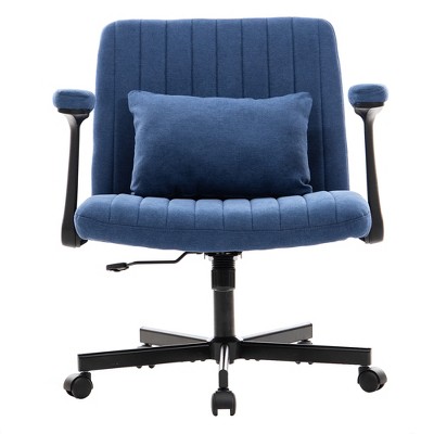 QingMoon Criss Cross Office Chair, Velvet Desk Chair, Wide Seat Computer Chair with Adjustable Arms and Reclining Backrest for Home Office