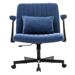 QingMoon Criss Cross Office Chair, Velvet Desk Chair, Wide Seat Computer Chair with Adjustable Arms and Reclining Backrest for Home Office - 1 of 4