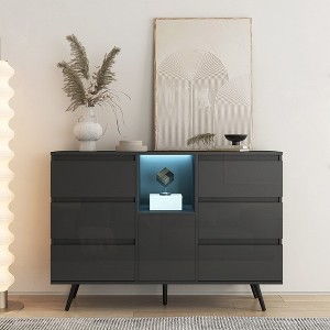 Sideboard Buffet Cabinet High Gloss Storage Cabinet With LED Light Modern Kitchen Cupboard For Living Room Dinning Room - 1 of 4