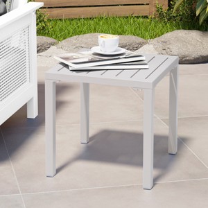 Crestlive Products Aluminum Outdoor Side Table Pool Lounge Chair Side Table Weather Resistant Small Square Coffee End Table - 1 of 4