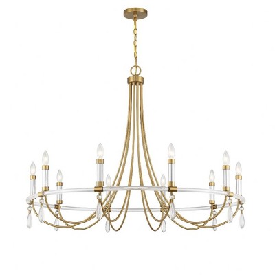 Mayfair 10-Light Warm Brass and Chrome Crystal Chandelier