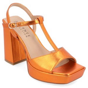 Journee Collection Womens Parson Metallic Vegan Leather Platform Sandals - 1 of 4