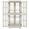 Vynxaria Antique Glass High Cabinet: Grid Doors, Adjustable Shelves, Integrated Lighting for Books/Collectibles - 2 of 4