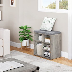 Shoe Bench with Storage, Entryway Bench with Cushioned Seat & Adjustable Shelves for Hallway and Mudroom - 1 of 4
