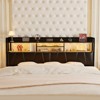 Aheaplus Upholstered Headboard with Storage Shelf, Charging Station and LED Light - 2 of 4