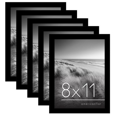 Americanflat 8x11 Picture Frame with Polished Plexiglass, Set of 5, Galleria Collection, Gallery Wall Frame Set for Tabletop and Wall Display, Black