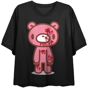 Gloomy Bear Dripping Heart Crew Neck Short Sleeve Women's Black Crop Top - 1 of 4