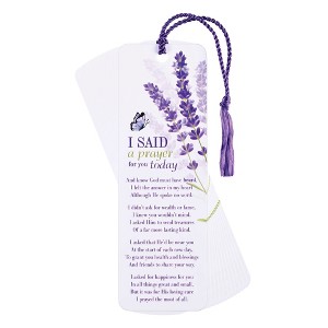 Dicksons Lavender Flowers - I Said A Prayer for You, White/Purple 6 x 2 Inch Laminated Cardstock Tassel Bookmark; Pack of 12 - 1 of 2