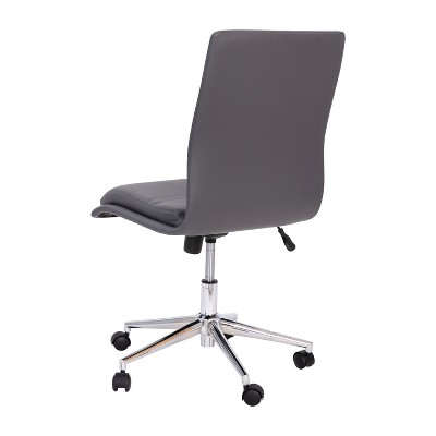 Ergonomic Gray LeatherSoft Swivel Task Chair with Chrome Base