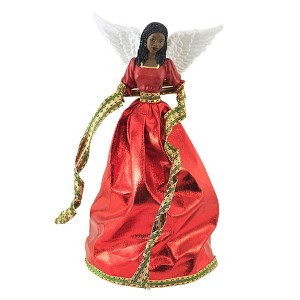 Positive Image 12.5 Inch Tiffany Treetop Red Christmas Tree Topper , Angel Christmas Dark Skin (1PC) - 1 of 3