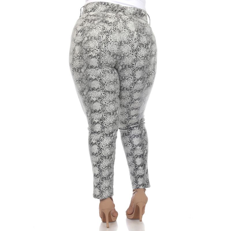 Plus Size Faux Suede Snake Print Pants - White Mark, 3 of 6