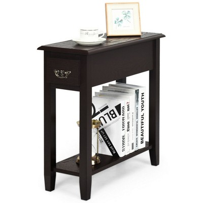 slim bedside table black