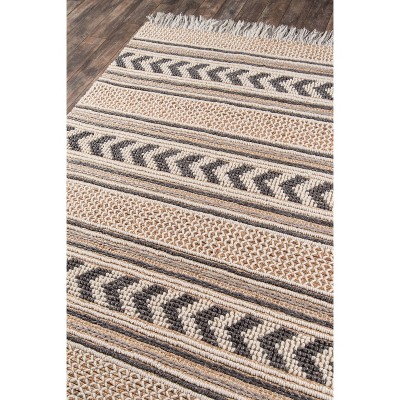 Handmade Gray and Beige Wool Geometric 5' x 7' Rug