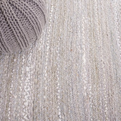 Handmade Light Gray Braided Cotton Oval Area Rug