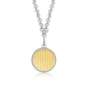 Guili Eternal Harmony Two-Tone Circle Pendant Necklace – Timeless and Versatile Jewelry for a Sophisticated, Classic Look, Perfect for Any Occasion - 1 of 2