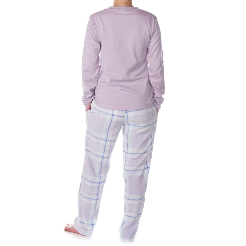 Alpine Swiss Womens Pajama Set Long Sleeve Shirt and Polar Fleece Pants Sleepwear, 4 of 9