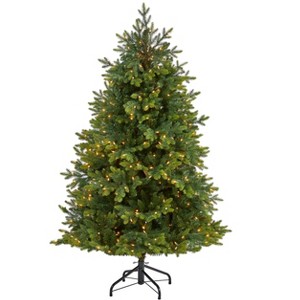 Nearly Natural 6-ft North Carolina Fir Artificial Christmas Tree with 450 Clear Lights and 2303 Bendable Branches - 1 of 4