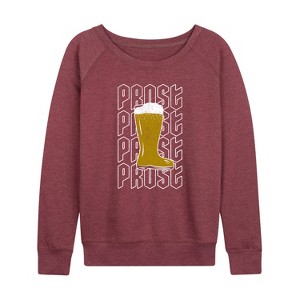 Women's - Instant Message - Das Boot Prost Lightweight French Terry Wide Neck Long Sleeve Graphic Shirt - 1 of 4