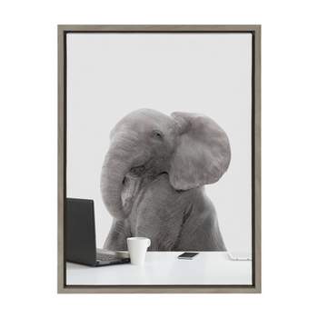 18" x 24" Sylvie Eleanor the CEO by The Creative Bunch Studio Framed Wall Canvas Gray - Kate & Laurel All Things Decor