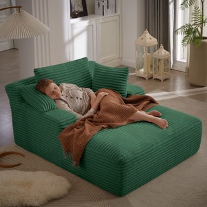 Racxily Oversized Chaise Lounge Chair, Corduroy Upholstered Modern Sofa with No Assembly Required for Living Room & Office - 1 of 4