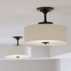 Progress Lighting Inspire 1-Light LED Semi-Flush Mount, Antique Bronze, Etched Glass Diffuser, Off-White Linen Shade - 4 of 4