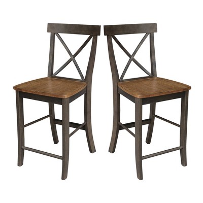 Hickory Washed Coal Solid Wood Traditional Counter Stool