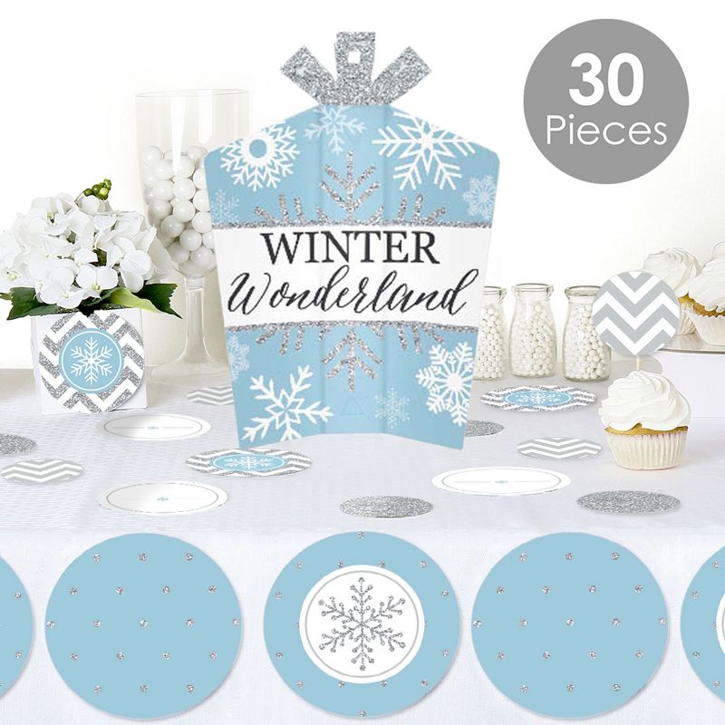 Big Dot of Happiness Winter Wonderland - Snowflake Holiday Party and Winter Wedding Decor and Confetti - Terrific Table Centerpiece Kit - Set of 30, 2 of 9