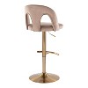 LumiSource Set of 2 Ava Adjustable Barstools Gold/Taupe Velvet - 4 of 4