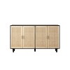 CAVINAS Rustic Rattan Decorative Sideboard Cabinet with 4 Doors & 5 Legs,Functional Buffet Cabinet with Storage for Kitchen,Dining Room - 2 of 4