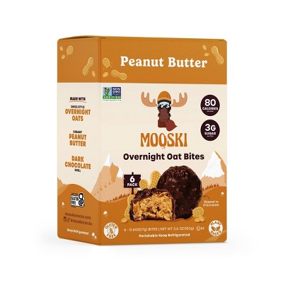 Mooski Overnight Oat Bites Peanut Butter - 3.6oz/6ct