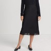 Lands' End Women's Satin Lace Trim Midi Skirt - 2 of 4