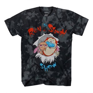 Mens Nickelodeon 90's Classic Shirt - Tie Dye Ren & Stimpy Show - Vintage Throwback Ren and Stimpy Tie Dye T-shirt - 1 of 4