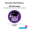 Big Dot of Happiness Class of 2025 Purple Grad Party Envelope Seal Stickers, Round Circle Stickers to Seal Cards, Graduation Envelope Seals, 120 Count - 3 of 4