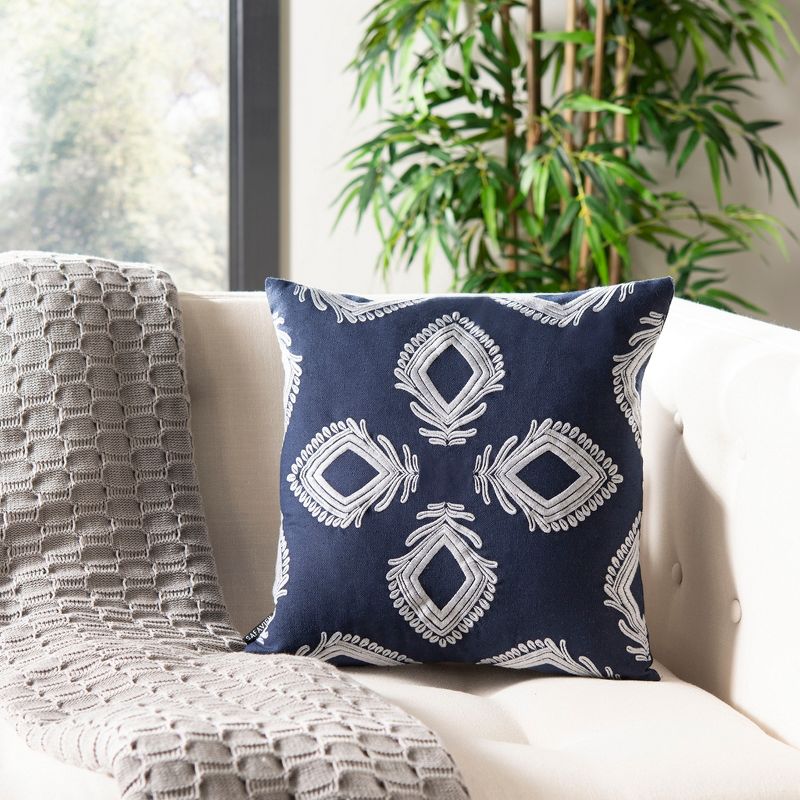 Blossom Pillow - Navy/Periwinkle - 16" x 16" - Safavieh ., 2 of 4