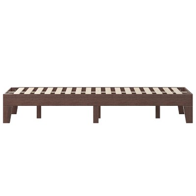 Walnut Finish Queen Wood Platform Bed Frame with Slats