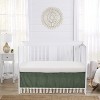 Sweet Jojo Designs Boy or Girl Gender Neutral Unisex Baby Crib Bed Skirt Boho Fringe Green and White - 2 of 3