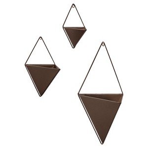 Kate and Laurel Tulla Diamond Metal Hanging Planter, 3 Piece, Bronze - 1 of 4