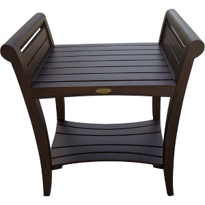 HomeRoots Rectangular Teak Shower Bench With Shelf And Handles In Brown Finish - 1 of 4