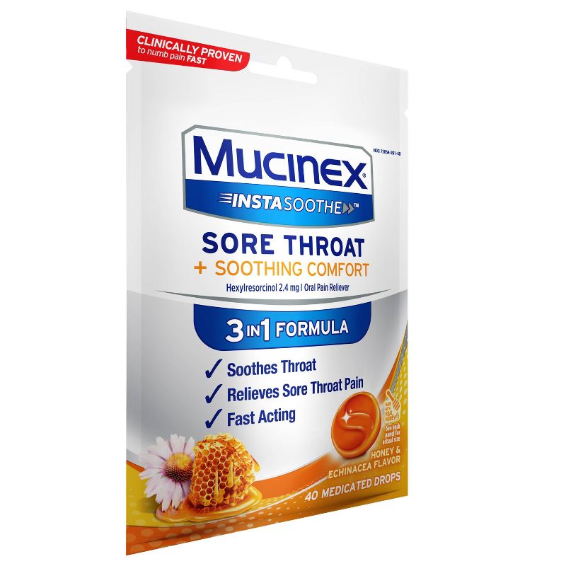 Mucinex Instasoothe Sore Throat Medicated Drops - Honey &#38; Echinacea - 40ct, 4 of 8