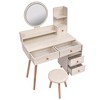 Makeup Vanity Desk with Round Mirror and Lights, Vanity Makeup Table Set, Small Vanity Table for Bedroom with Lots Storage, 3 Lighting Modes, 31.5in - 3 of 4