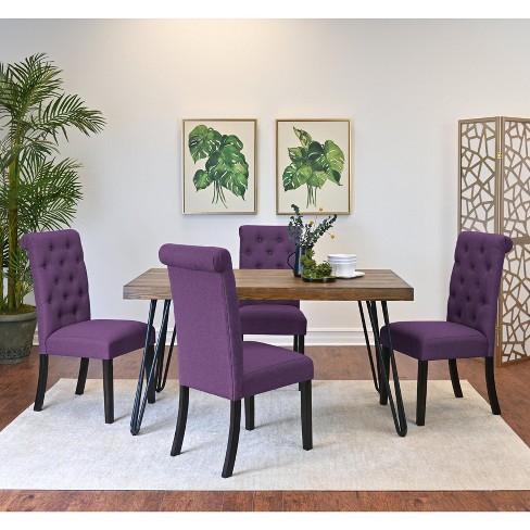 Roundhill Furniture Ashford Dining Set Hairpin Dining Table With 4 Chairs 5 piece Purple Target