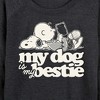 Women's - Peanuts - My Dog Is My Bestie Lightweight French Terry Wide Neck Long Sleeve Shirt - 2 of 4