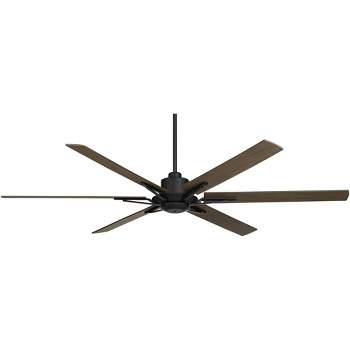 72" Casa Vieja Expedition Industrial Rustic Indoor Outdoor Ceiling Fan LED Light Remote Matte Black Weathered Oak Damp Rated Patio