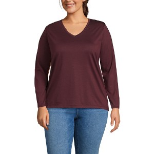 Lands' End Women's Relaxed Supima Cotton Long Sleeve V-Neck T-Shirt - 1 of 3
